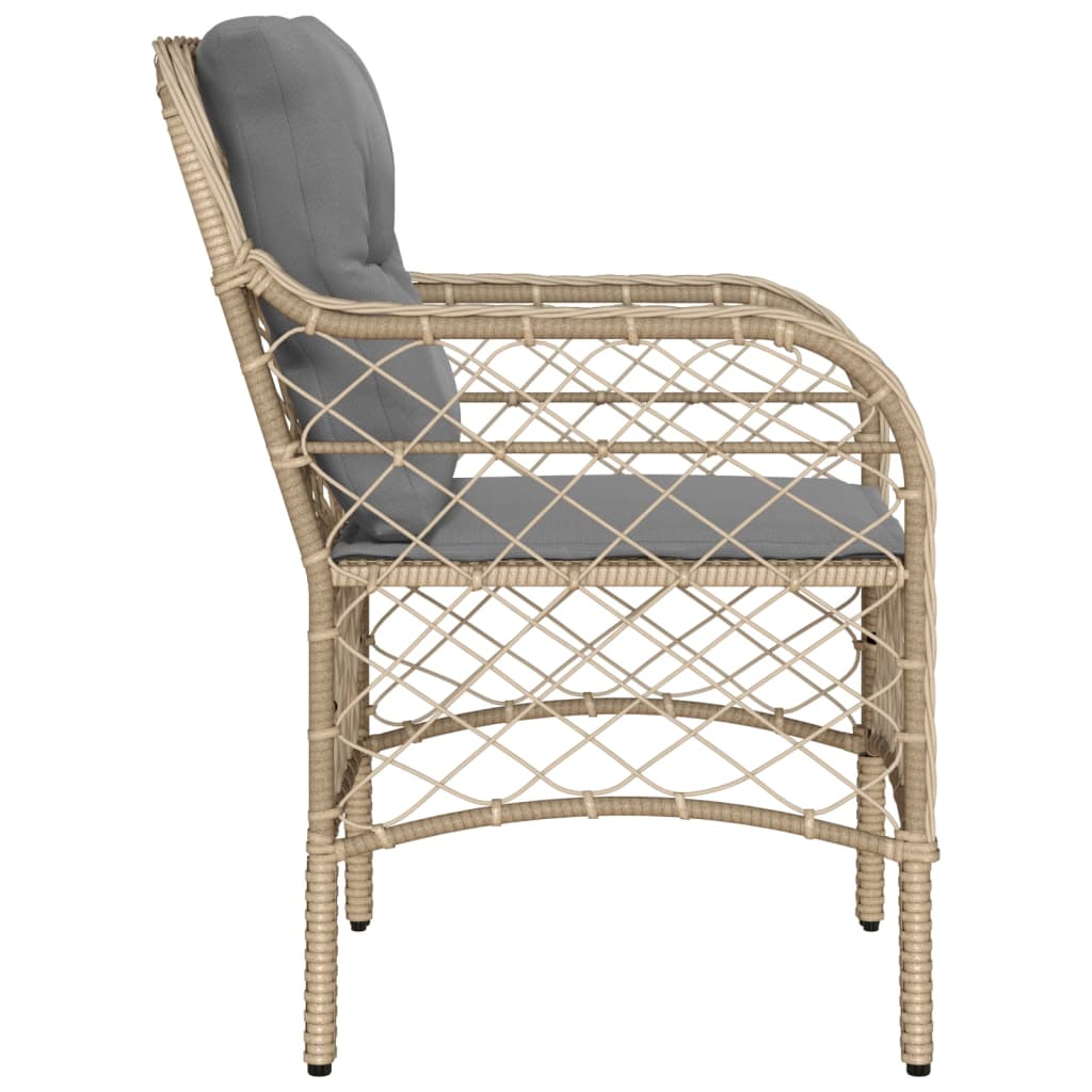 Sedie da Giardino con Cuscini 2 pz Beige Misto in Polyrattan - homemem39