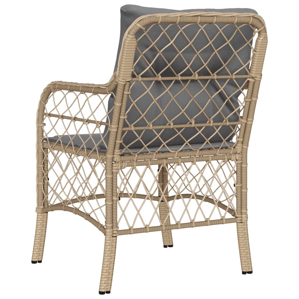 Sedie da Giardino con Cuscini 2 pz Beige Misto in Polyrattan