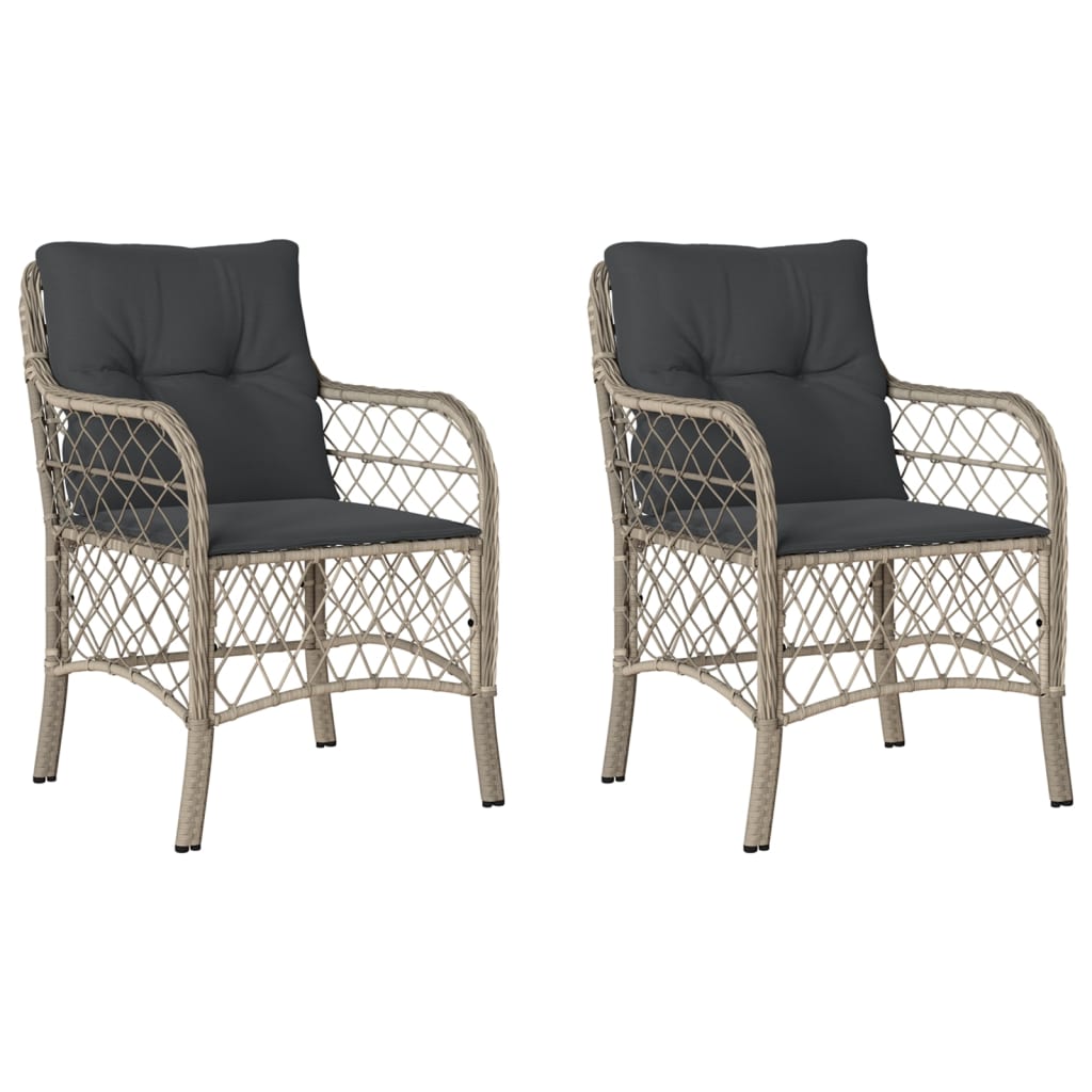 Sedie da Giardino con Cuscini 2 pz Grigio Chiaro in Polyrattan - homemem39