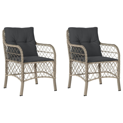 Sedie da Giardino con Cuscini 2 pz Grigio Chiaro in Polyrattan - homemem39