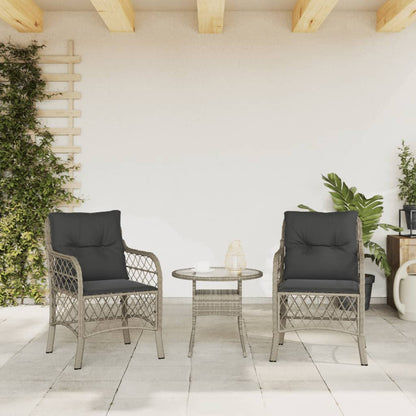 Sedie da Giardino con Cuscini 2 pz Grigio Chiaro in Polyrattan