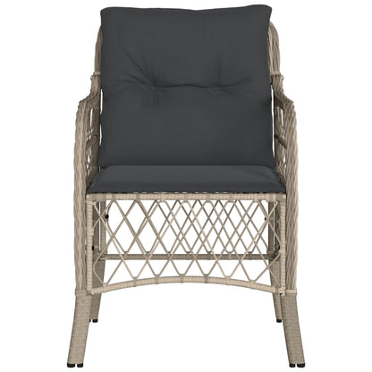 Sedie da Giardino con Cuscini 2 pz Grigio Chiaro in Polyrattan