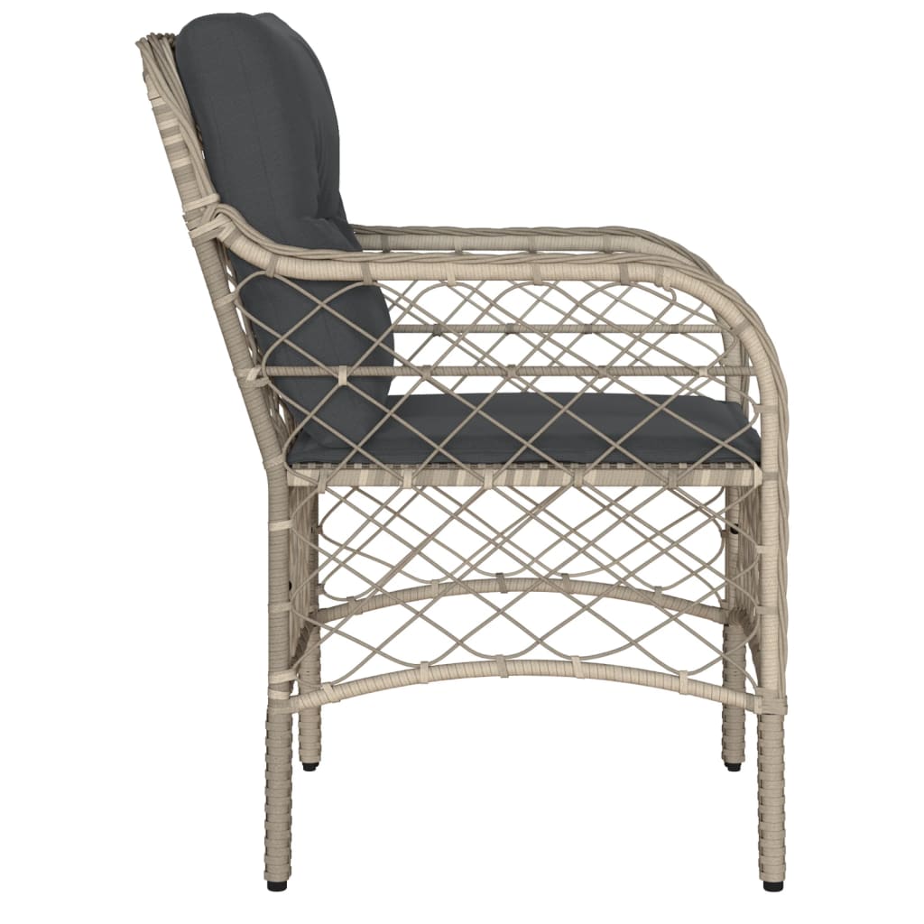 Sedie da Giardino con Cuscini 2 pz Grigio Chiaro in Polyrattan