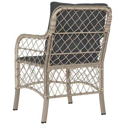 Sedie da Giardino con Cuscini 2 pz Grigio Chiaro in Polyrattan