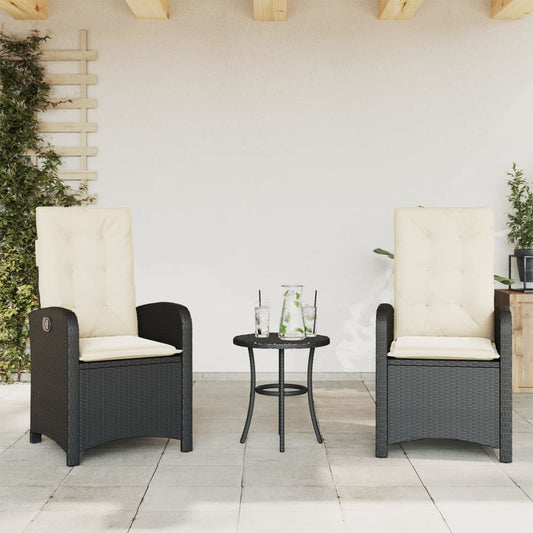 Sedie Reclinabili da Giardino 2 pz con Cuscini Nero Polyrattan - homemem39