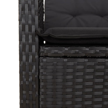 Sedie da Giardino Reclinabili 2 pz con Cuscini Nero Polyrattan