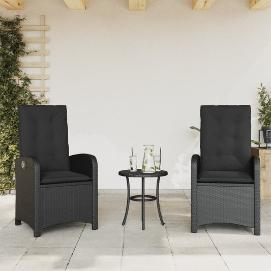 Sedie da Giardino Reclinabili 2 pz con Cuscini Nero Polyrattan - homemem39