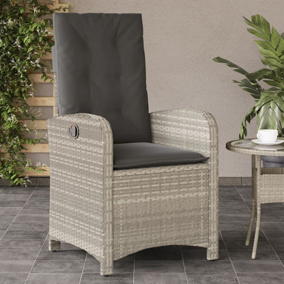 Sedie Reclinabili Giardino 2pz Cuscini Grigio Chiaro Polyrattan - homemem39