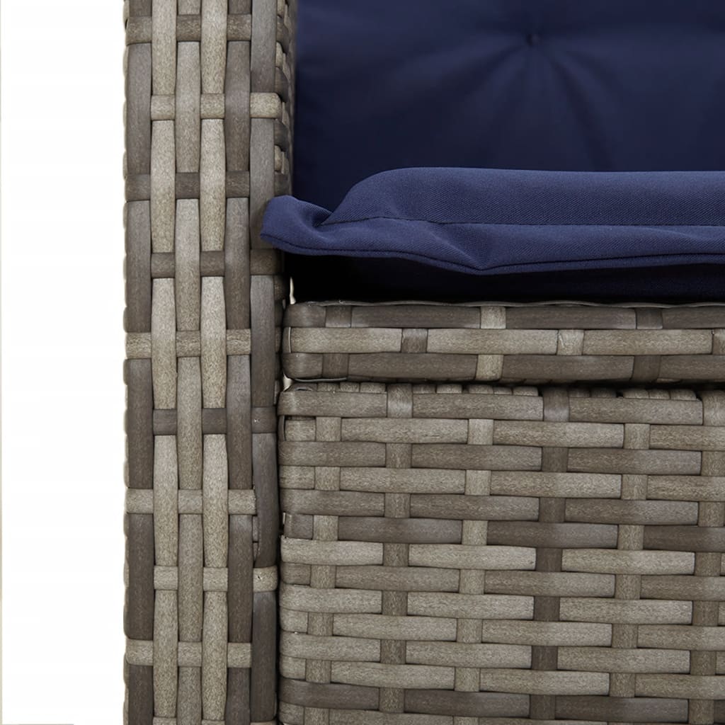 Sedie da Giardino Reclinabili 2 pz e Cuscini Grigio Polyrattan