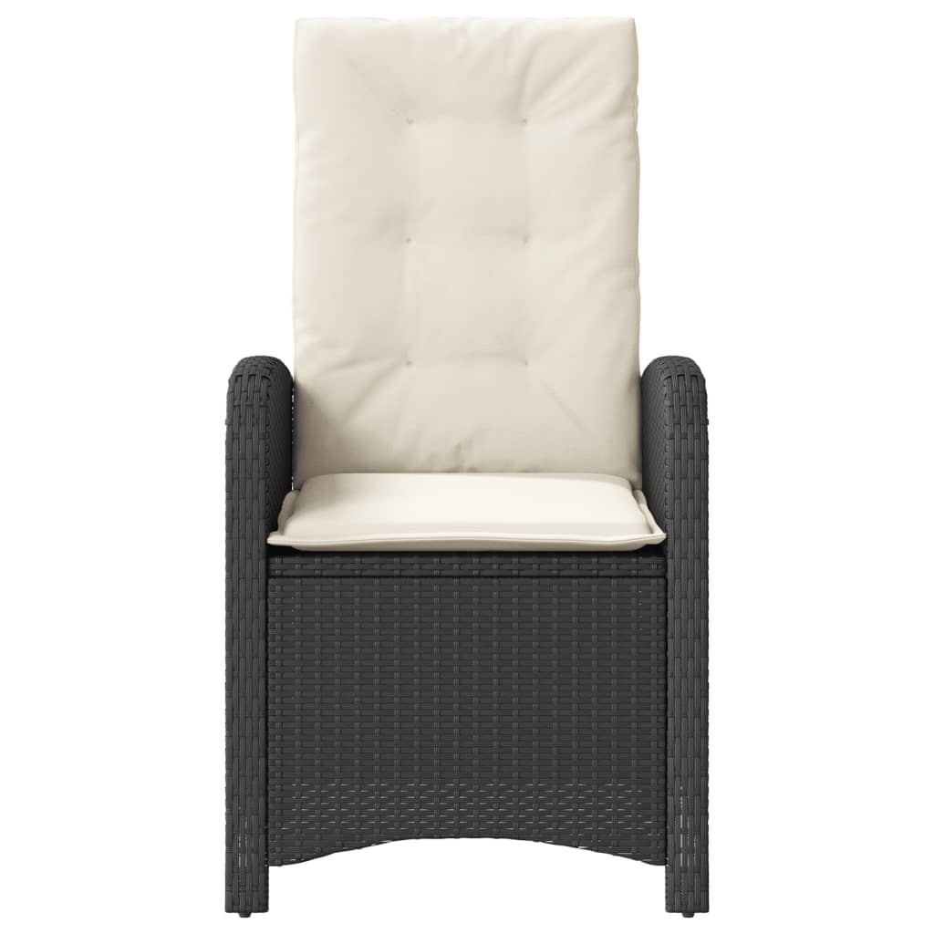Set da Bistrò 3 pz con Cuscini Nero in Polyrattan