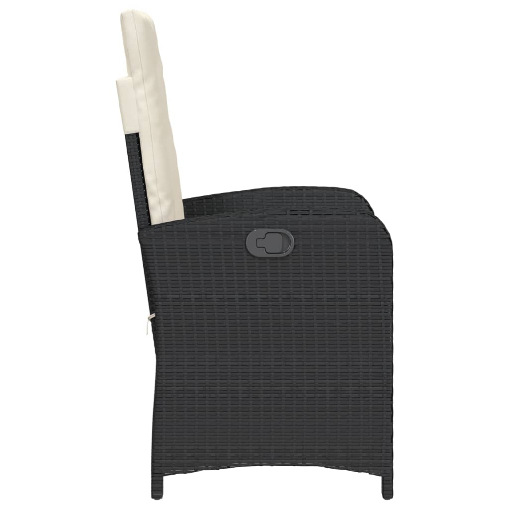 Set da Bistrò 3 pz con Cuscini Nero in Polyrattan