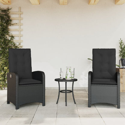 Set da Bistrò 3 pz con Cuscini Nero in Polyrattan