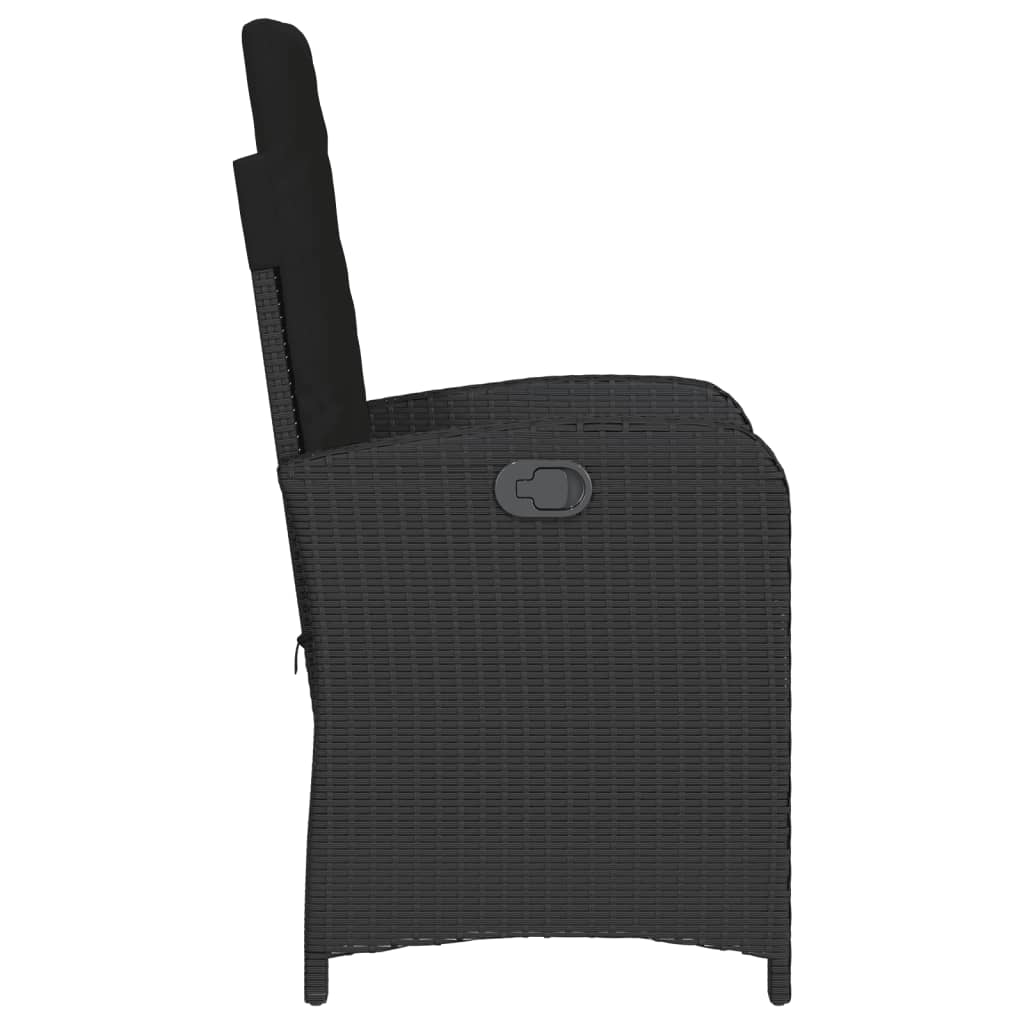 Set da Bistrò 3 pz con Cuscini Nero in Polyrattan