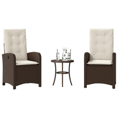 Set Bistrò 3 pz con Cuscini Marrone in Polyrattan