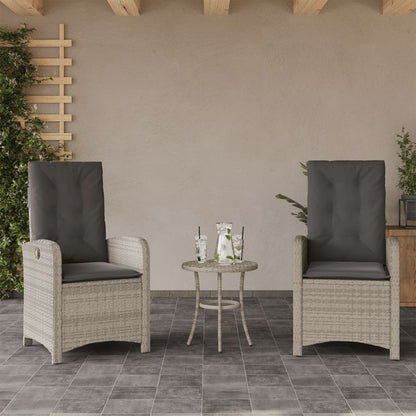 Set da Bistrò 3 pz con Cuscini Grigio Chiaro in Polyrattan