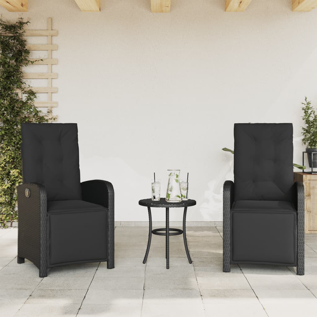 Reclining Garden Chairs 2 pcs with Polyrattan Footrest