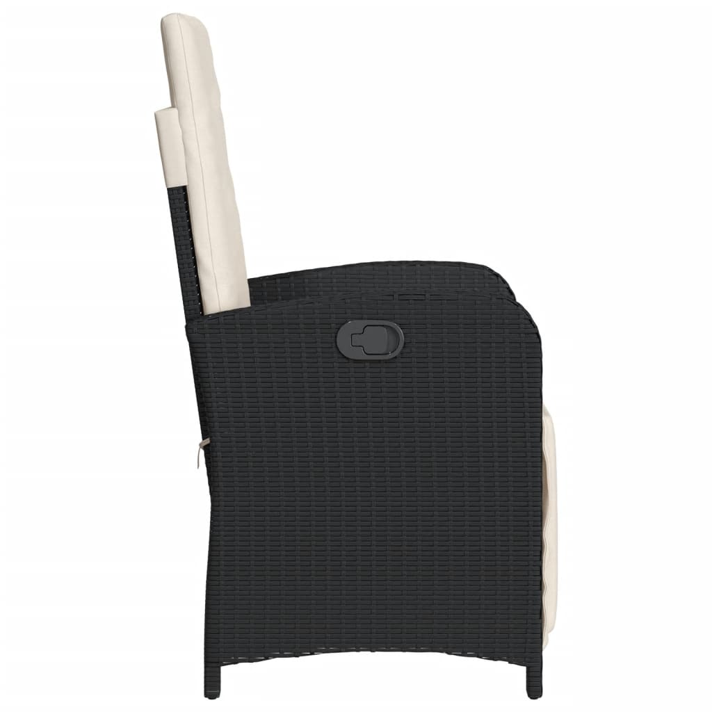 Set da Bistrò 3 pz con Cuscini Nero in Polyrattan