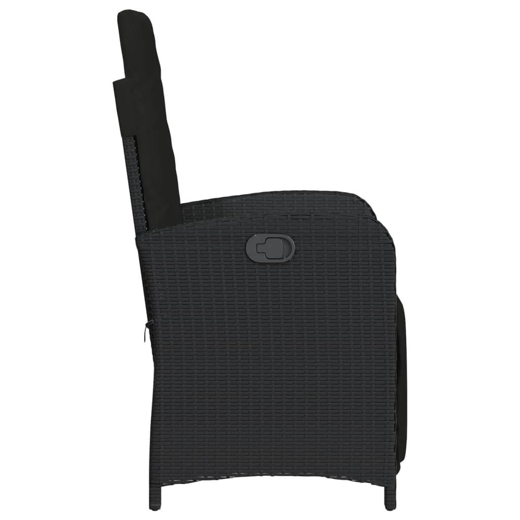 Set da Bistrò 3 pz con Cuscini Nero in Polyrattan