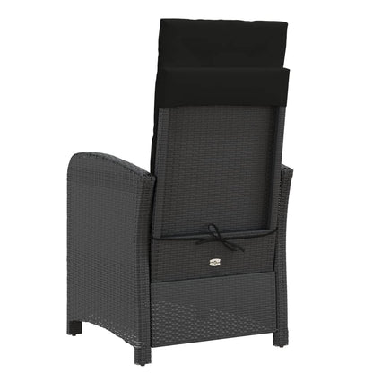 Set da Bistrò 3 pz con Cuscini Nero in Polyrattan