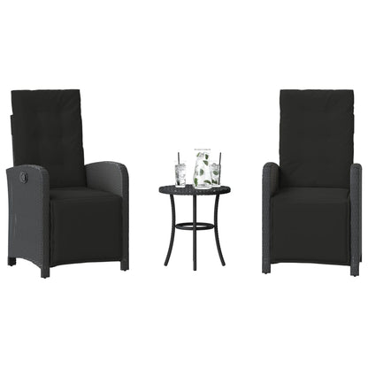 Set da Bistrò 3 pz con Cuscini Nero in Polyrattan