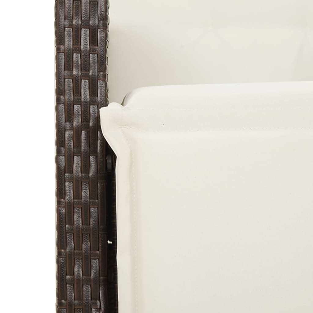Set Bistrò 3 pz con Cuscini Marrone in Polyrattan
