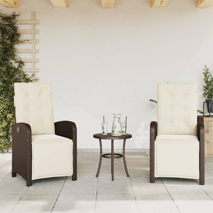 Set Bistrò 3 pz con Cuscini Marrone in Polyrattan