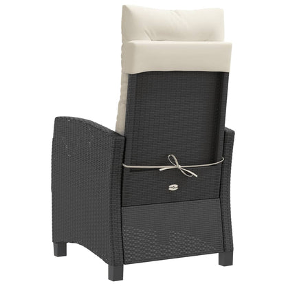 Sedia Reclinabile da Giardino con Cuscini Nera in Polyrattan - homemem39
