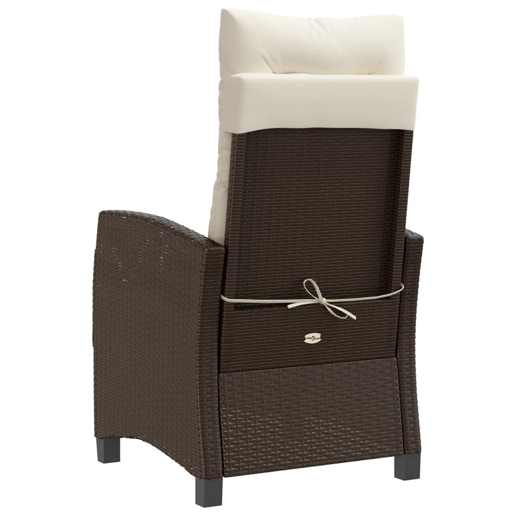 Sedia Reclinabile da Giardino con Cuscini Marrone in Polyrattan - homemem39