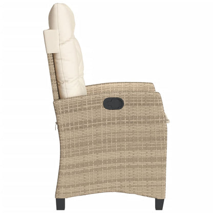 Sedia Reclinabile da Giardino con Cuscini Beige in Polyrattan - homemem39