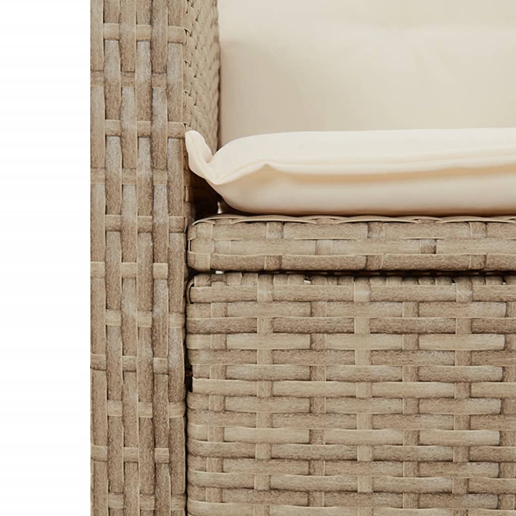 Reclining Garden Chair with Beige Cushions in Polyrattan