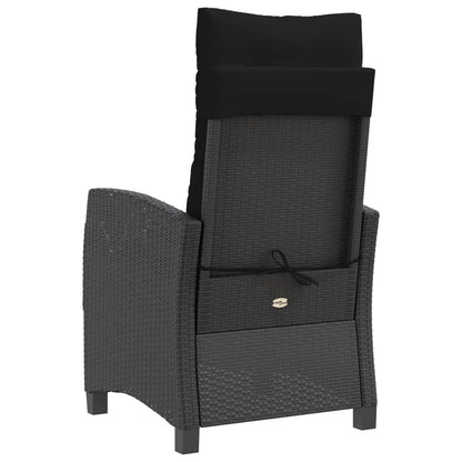 Sedie Reclinabili da Giardino 2 pz con Cuscini Nero Polyrattan