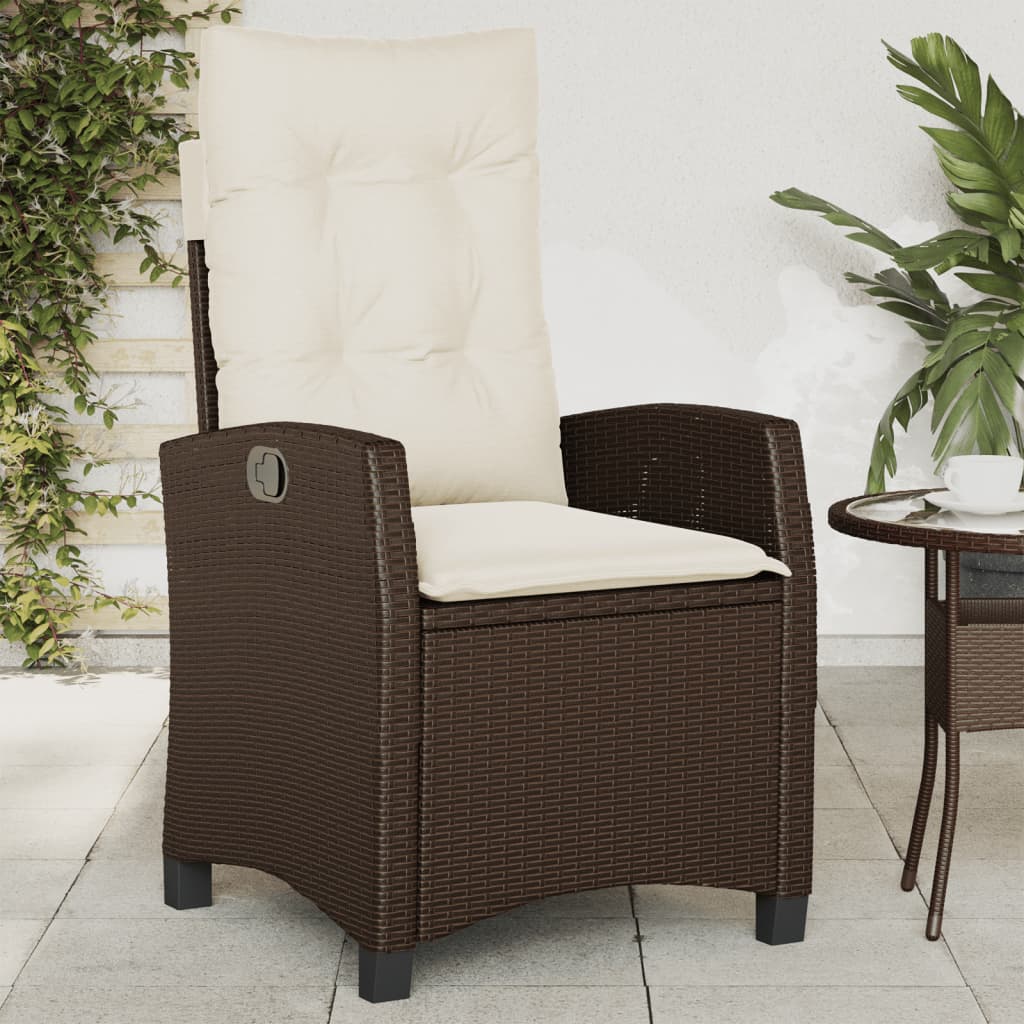 Sedie Reclinabili Giardino 2pz con Cuscini Marrone Polyrattan - homemem39