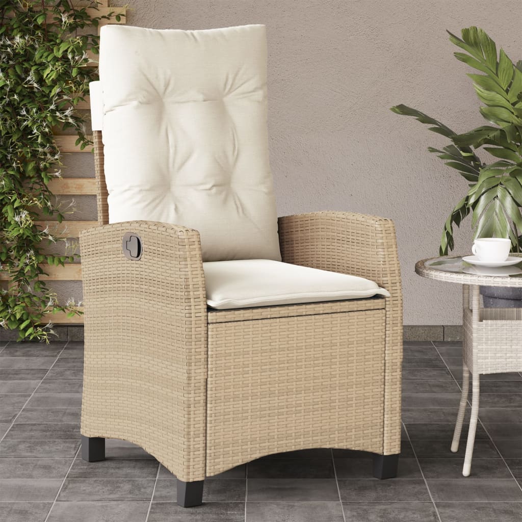 Sedie Reclinabili da Giardino 2pz con Cuscini Beige Polyrattan