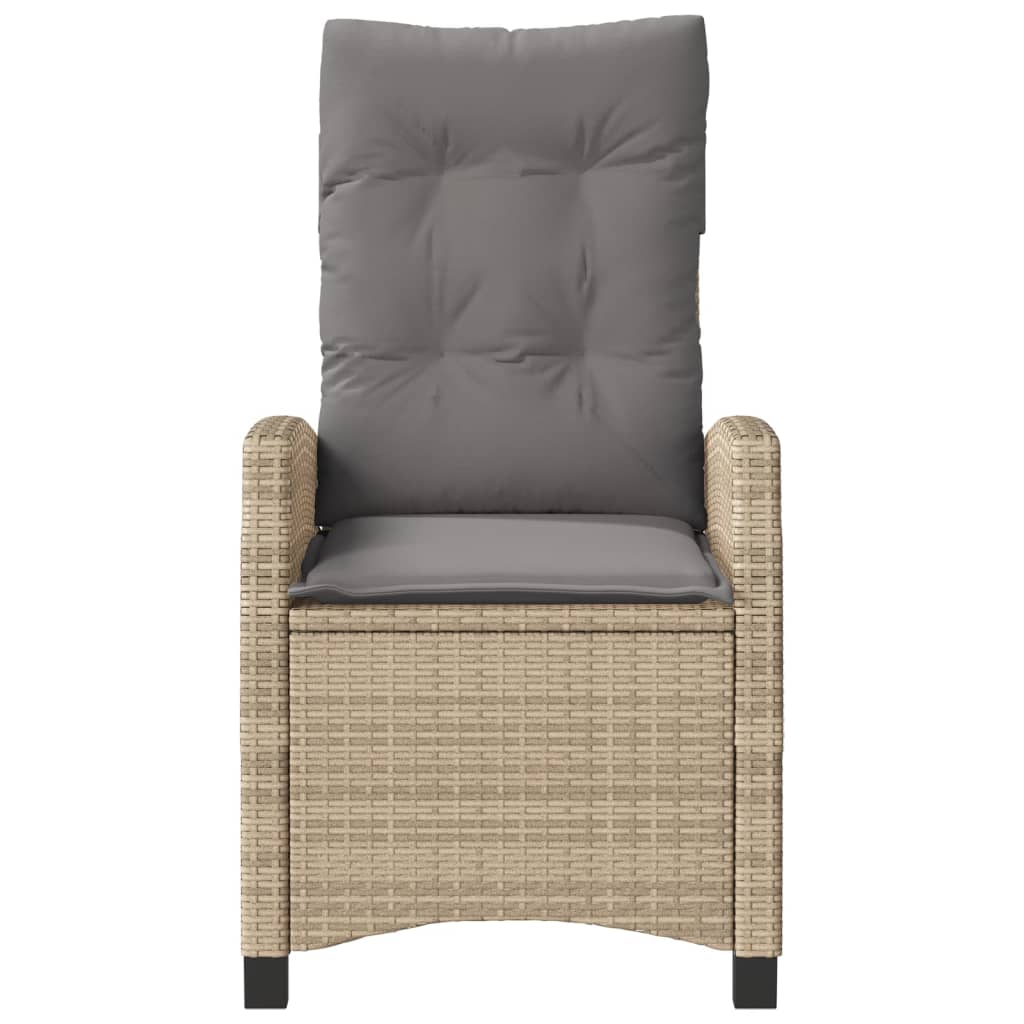 Sedie Reclinabili Giardino 2pz Cuscini Beige Misto Polyrattan