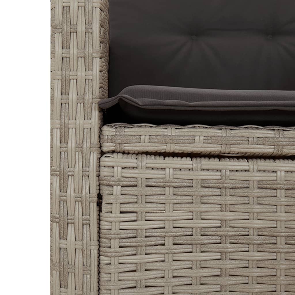 Sedie Reclinabili Giardino 2pz Cuscini Grigio Chiaro Polyrattan