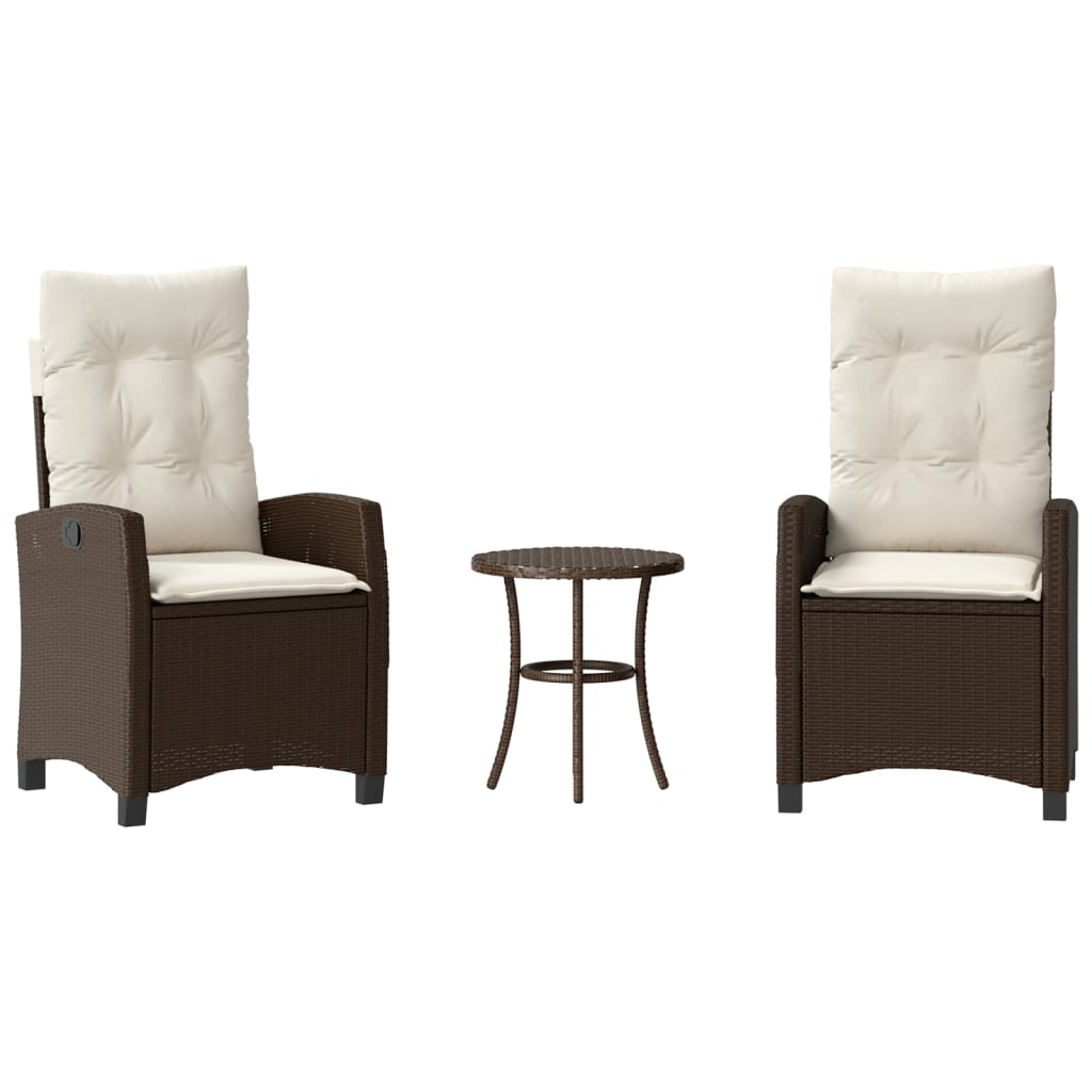 Set Bistrò 3 pz con Cuscini Marrone in Polyrattan