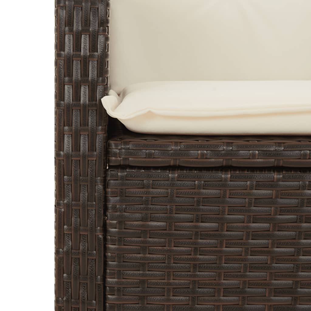Set Bistrò 3 pz con Cuscini Marrone in Polyrattan
