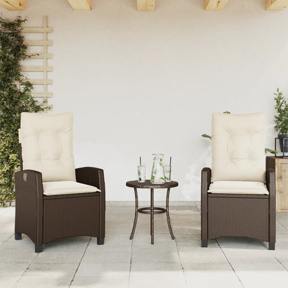 Set Bistrò 3 pz con Cuscini Marrone in Polyrattan
