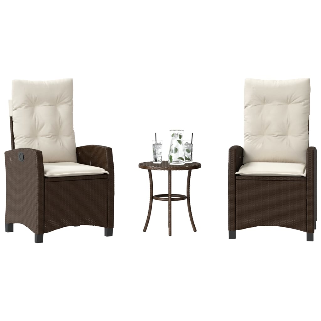 Set Bistrò 3 pz con Cuscini Marrone in Polyrattan