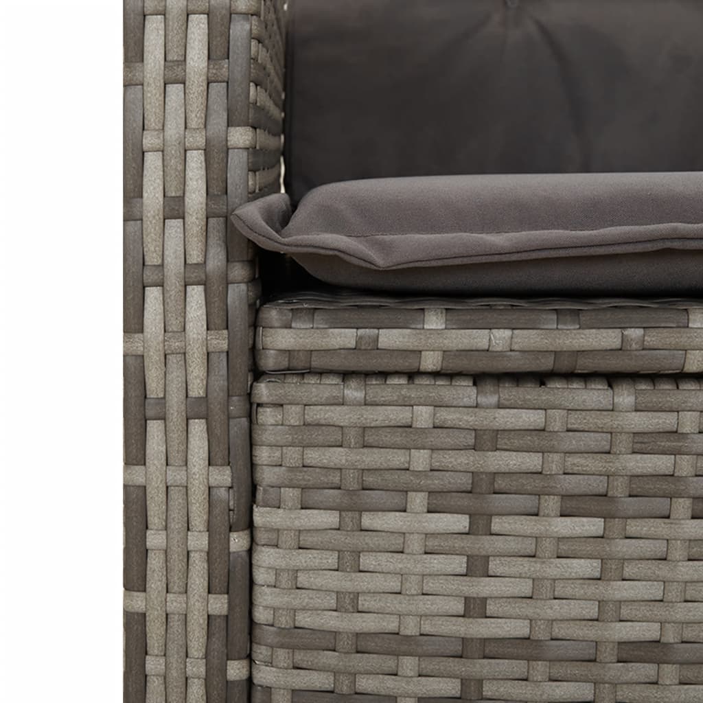 Set da Bistrò 3 pz con Cuscini Grigio in Polyrattan