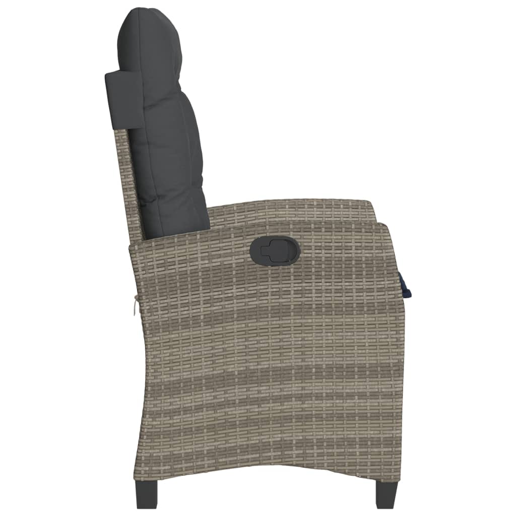 Set da Bistrò 3 pz con Cuscini Grigio in Polyrattan