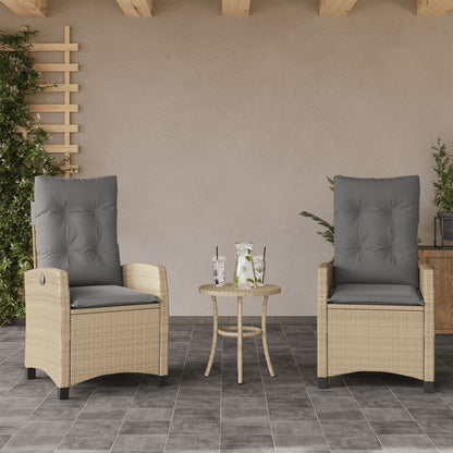 Set da Bistrò 3 pz con Cuscini Beige Misto in Polyrattan