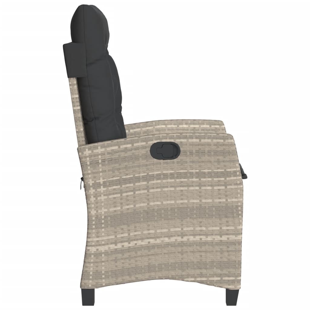 Set da Bistrò 3 pz con Cuscini Grigio Chiaro in Polyrattan