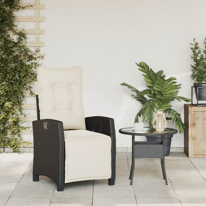 Sedia Reclinabile da Giardino con Poggiapiedi Nera Polyrattan | homemem39
