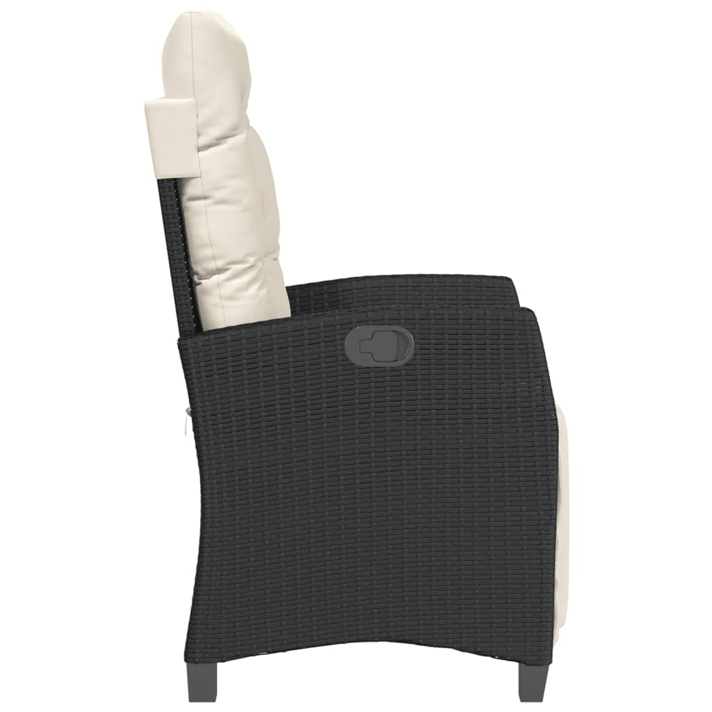 Sedia Reclinabile da Giardino con Poggiapiedi Nera Polyrattan | homemem39