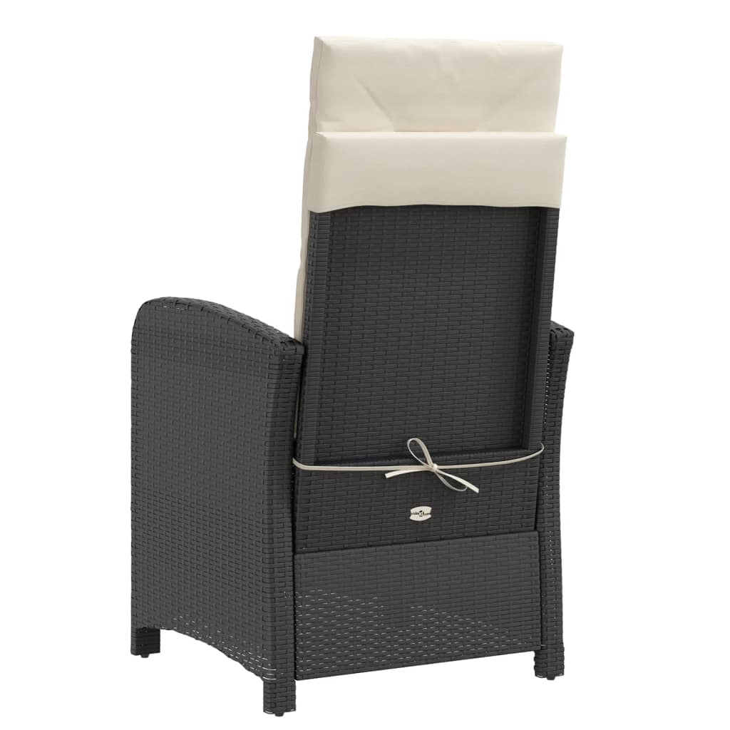 Sedia Reclinabile da Giardino con Poggiapiedi Nera Polyrattan | homemem39