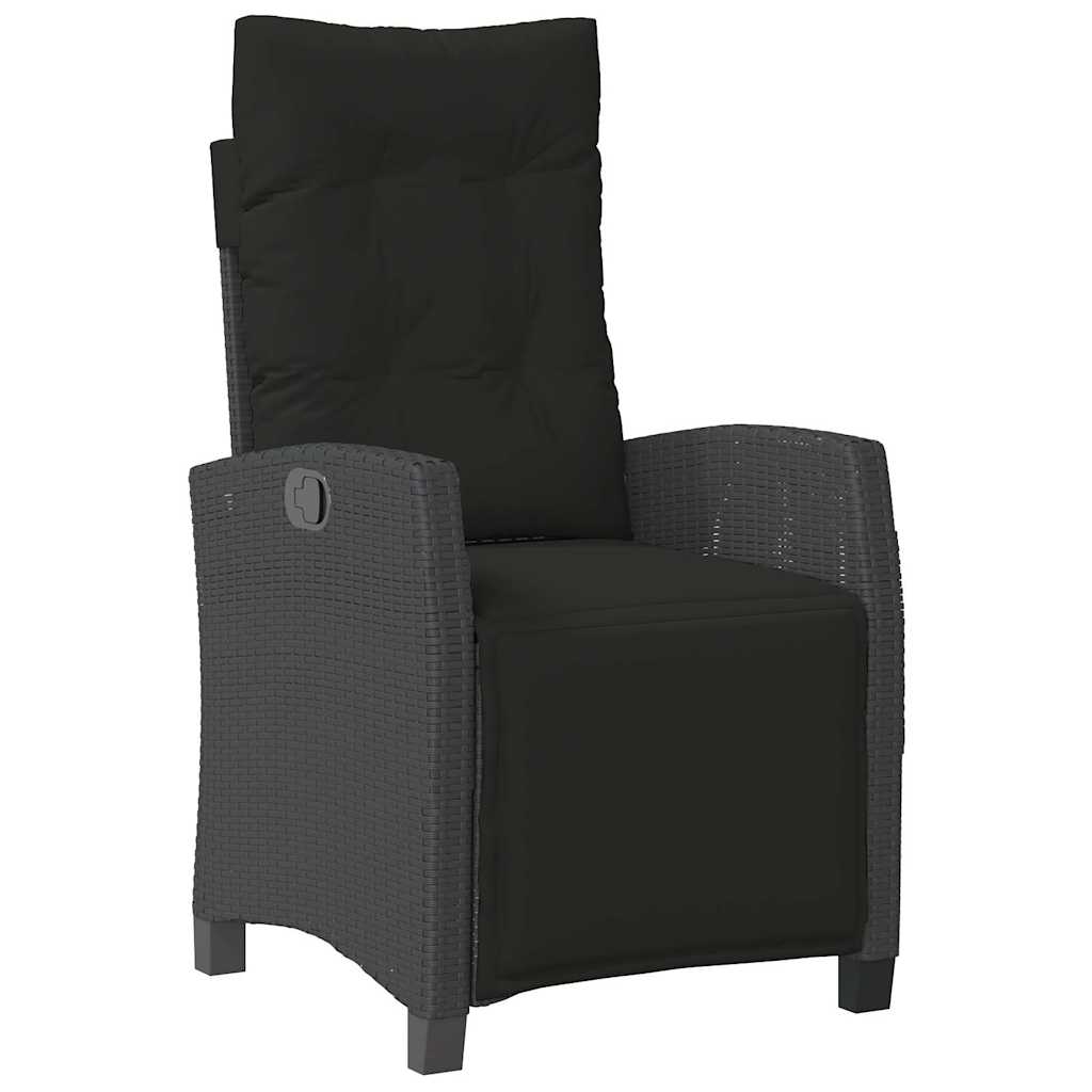 Sedia Reclinabile da Giardino con Poggiapiedi Nera Polyrattan | homemem39