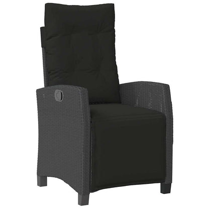 Sedia Reclinabile da Giardino con Poggiapiedi Nera Polyrattan | homemem39