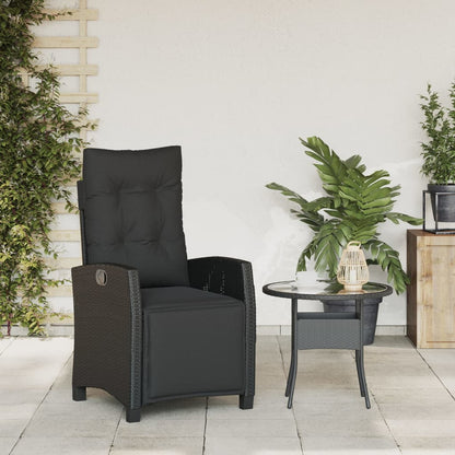 Sedia Reclinabile da Giardino con Poggiapiedi Nera Polyrattan | homemem39