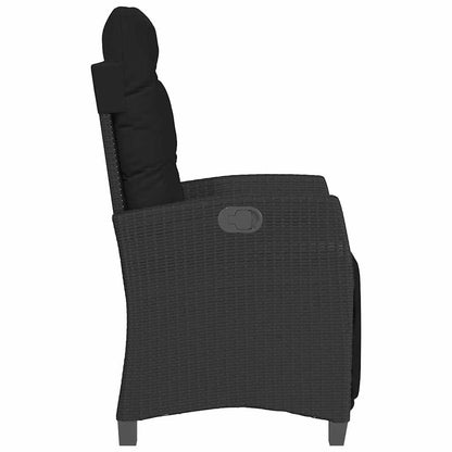 Sedia Reclinabile da Giardino con Poggiapiedi Nera Polyrattan | homemem39